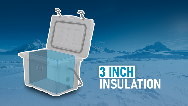 Visual with a clear view of how much insulation there is in a Cubix cooler